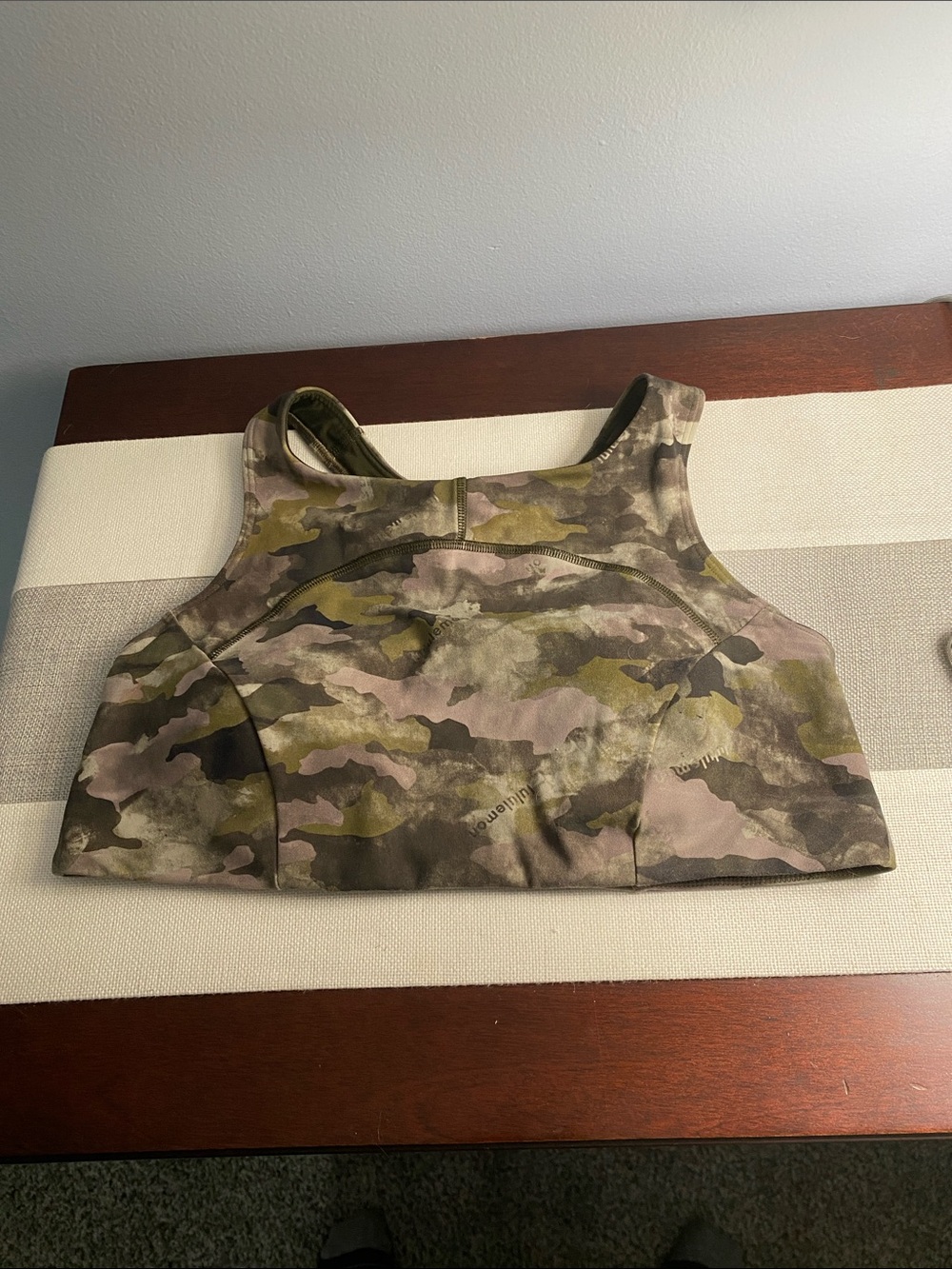 Lululemon Camo Sports Bra Tank Top - Olive, Taupe & Dark Green